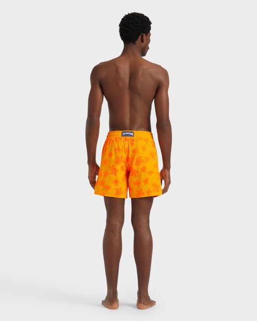 Vilebrequin Swim Shorts Flocked Rondes Des Tortues - Swimwear - Moorea - Orange - Size S for men