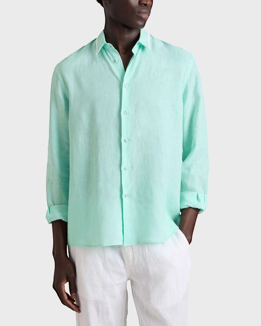 Vilebrequin Blue Linen Shirt Solid for men