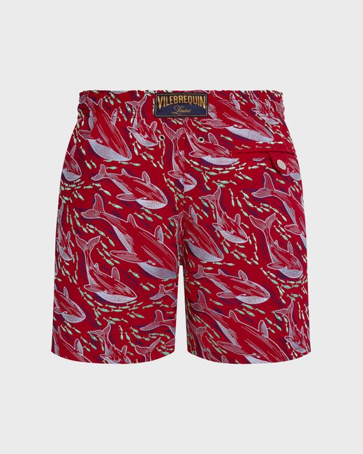 Vilebrequin Embroidered Swim Trunks Whales Offset - Limited Edition - Swimwear - Mistral - Red - Size M for men