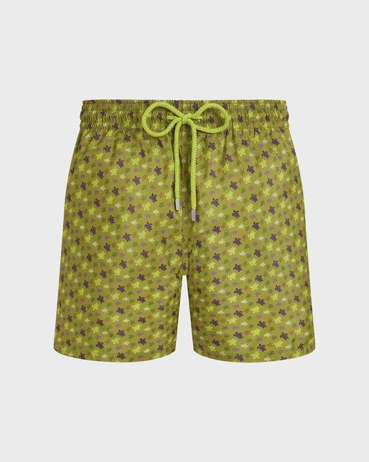 Vilebrequin Green Ultra-Light And Packable Swim Shorts Micro Ronde Des Tortues for men
