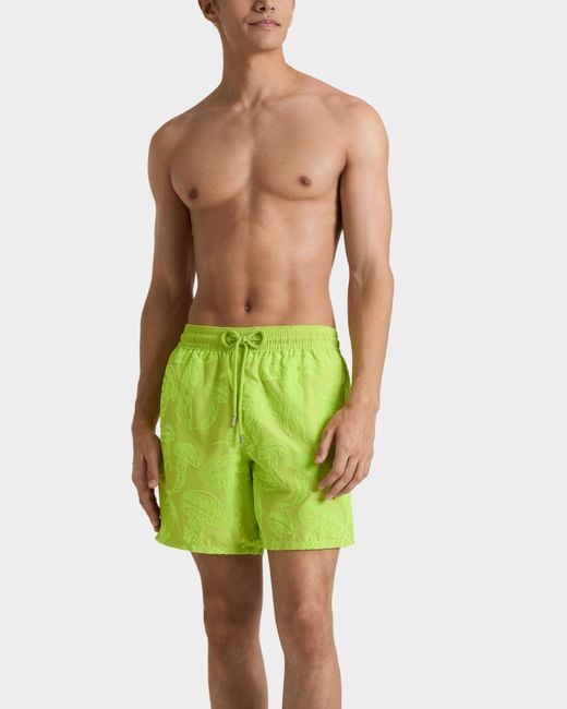 Vilebrequin Green Ultra-Light And Packable Swim Shorts Flocked Jellyfish Dance for men