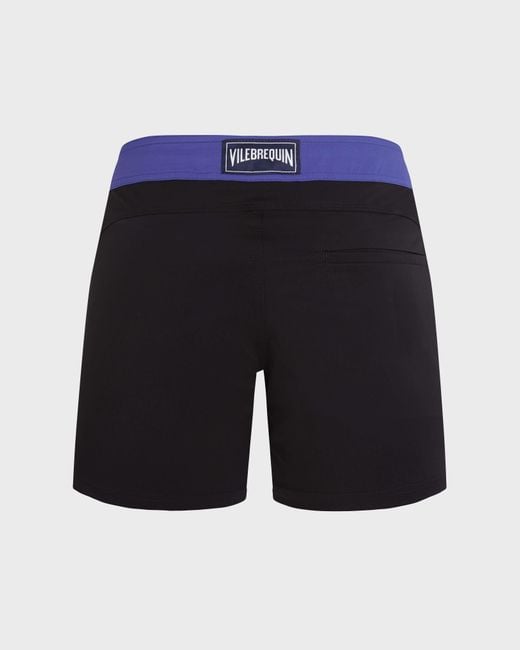 Vilebrequin Blue Stretch Swim Shorts Flat Belt Color Block for men