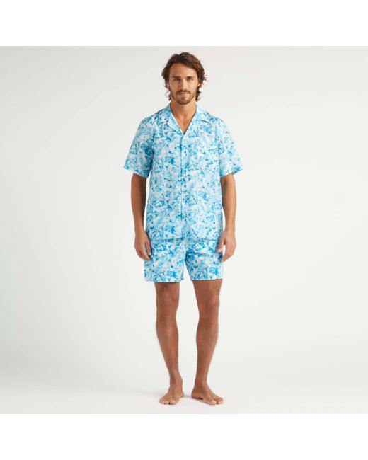 Vilebrequin Iced Turtles Bowling-hemd Aus Baumwolle Und Seide Für Herren in Blue für Herren
