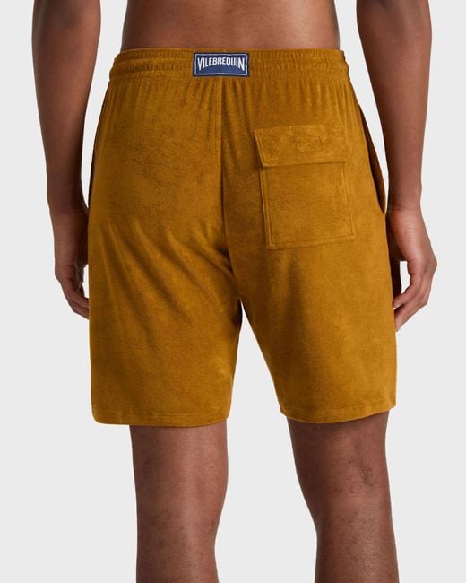 Vilebrequin Yellow Terry Bermuda Shorts Solid for men