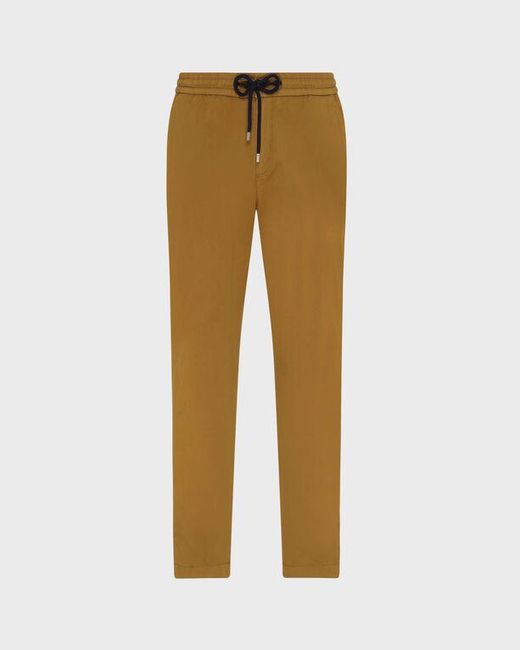 Vilebrequin Natural Satin Cotton Elastic Waist Pants Solid for men