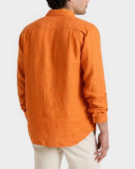 Vilebrequin Orange Linen Shirt Solid for men