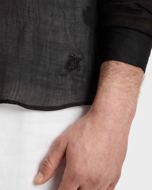 Vilebrequin Black Solid Ramie Shirt