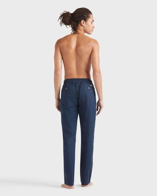 Vilebrequin Blue Elastic Waist Cotton Pants Solid for men