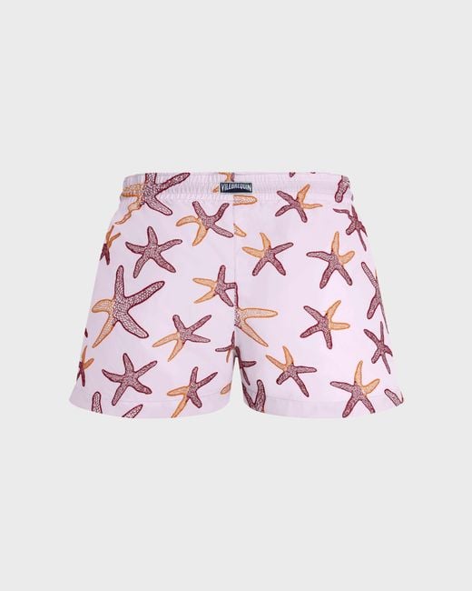 Vilebrequin Swim Shorts Embroidered Starlettes - Sho - Fiona - Pink - Size Xs