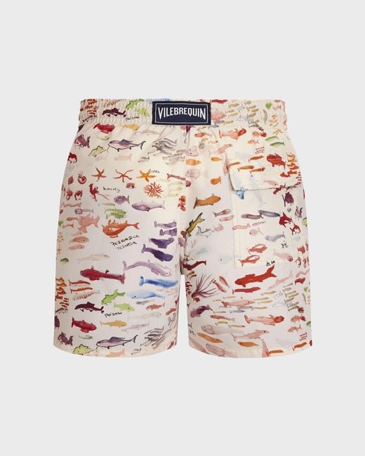 Vilebrequin Swim Trunks Pescador - X Fabrice Hyber - Swimwear - Moorea - White - Size Xs for men