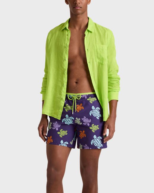 Vilebrequin Blue Bicolor Swim Shorts Tortues Multicolores for men