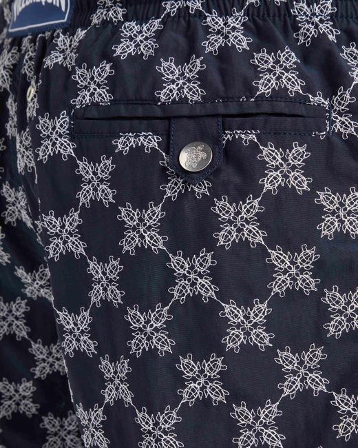 Vilebrequin Blue Swim Shorts Embroidered Vbq Turtle Monogram for men