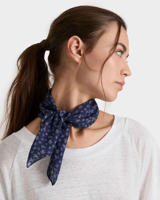 Vilebrequin Blue Cotton Voile Scarf Micro Ronde Des Tortues