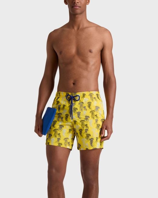 Vilebrequin Yellow Embroidered Swim Shorts Jellyfish Dance for men