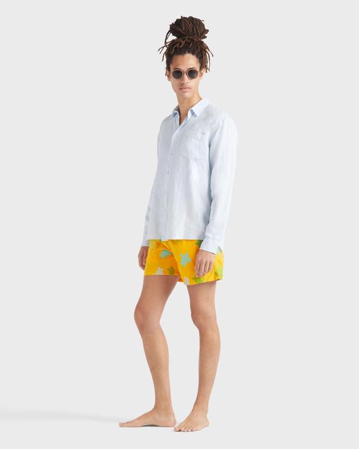 Vilebrequin Yellow Swim Shorts Embroidered Tortue Multicolore for men