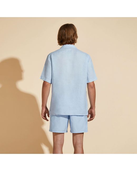 Vilebrequin Solid Bowling-hemd Aus Leinen Für Herren in Blue für Herren