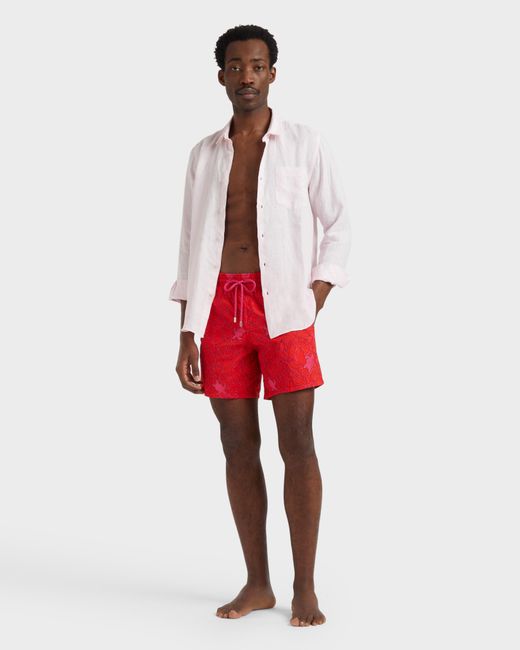 Vilebrequin Swim Trunks Embroidered Turtles Net - Limited Edition - Swimwear - Mistral - Red - Size S for men