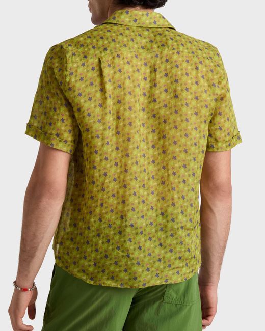 Vilebrequin Ramie Bowling Shirt Micro Ronde Des Tortues - Shirt - Courbis - Green - Size S for men