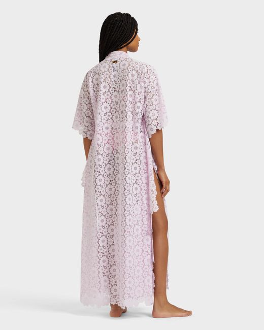 Vilebrequin Purple Guipure Kimono Flowers Lace - Kim - Kiyomi - Pink - Size Osfa