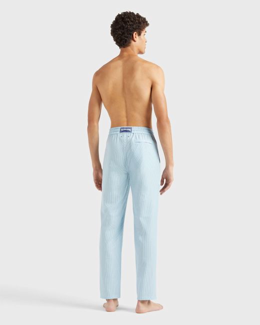 Vilebrequin Blue Wool Regular Pants Micro Rayures Tailoring for men