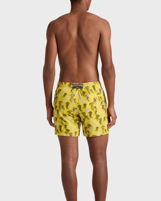 Vilebrequin Yellow Embroidered Swim Shorts Jellyfish Dance for men