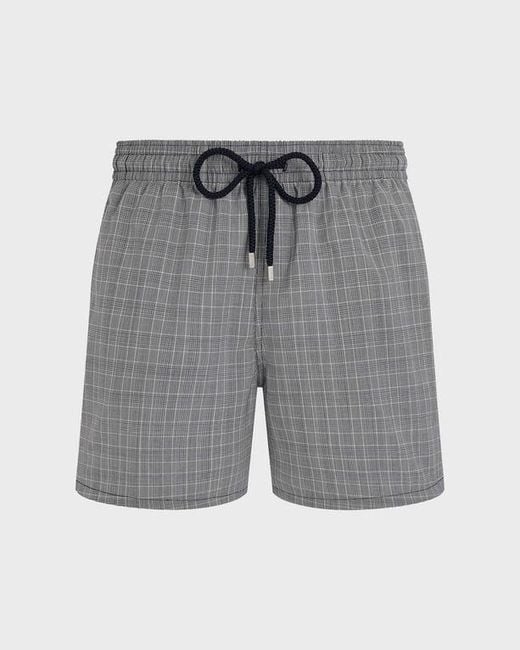 Vilebrequin Gray Ultrafine Wool Swim Shorts Prince Of Wales Check for men