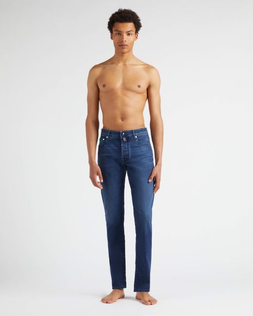 Vilebrequin Blue 5-Pockets Denim Pants Tropical Flowers for men