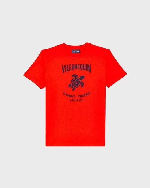 Vilebrequin Red Cotton T-Shirt Embossed Logo for men