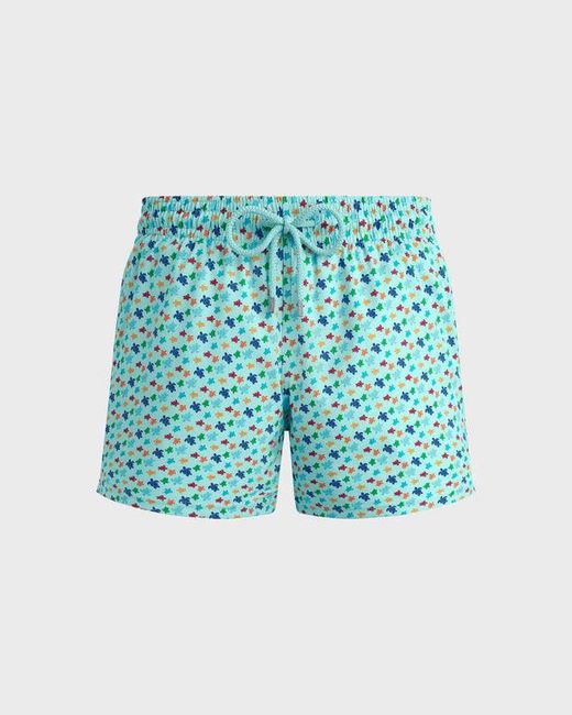 Vilebrequin Blue Stretch Short Swim Trunks Micro Ronde Des Tortues Rainbow for men