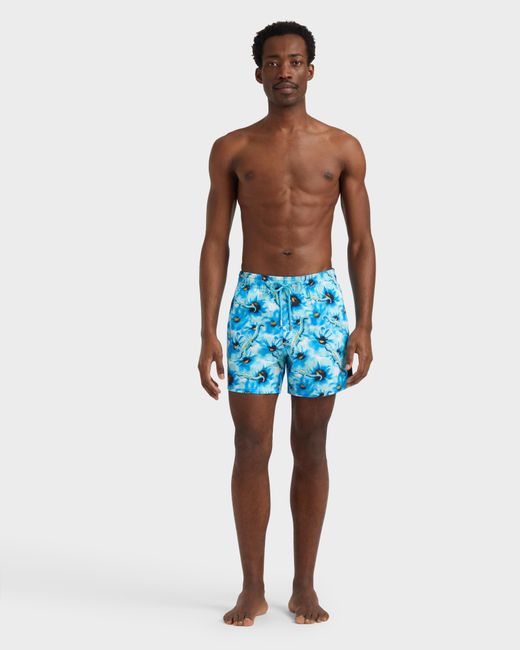Vilebrequin Blue Stretch Short Swim Shorts Poppies And Geckos for men