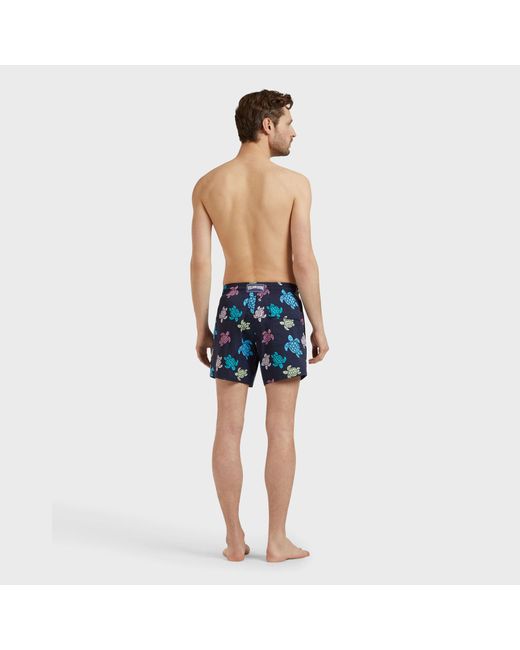 Vilebrequin Blue Stretch Short Swim Shorts Tortues Multicolores for men