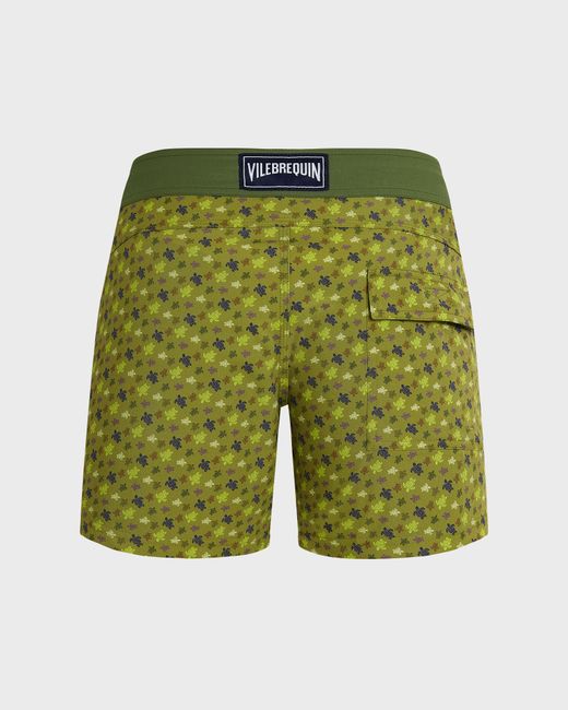 Vilebrequin Green Stretch Short Flat Belt Swim Shorts Micro Ronde Des Tortues for men