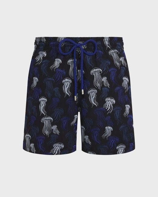Vilebrequin Blue Embroidered Swim Shorts Jellyfish Dance for men