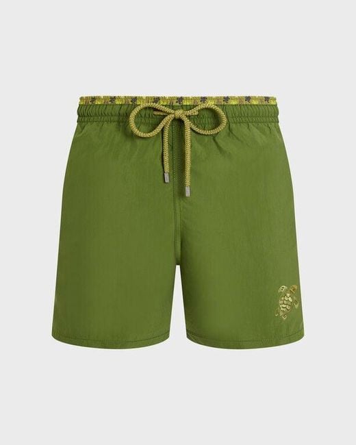 Vilebrequin Green Swim Shorts Bicolor Micro Ronde Des Tortues for men
