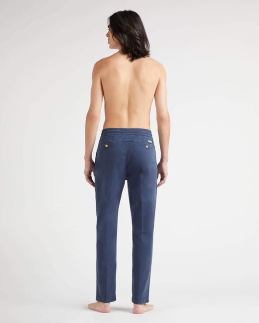 Vilebrequin Blue Cotton And Elastic Waist Pants Solid for men