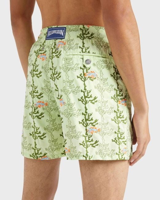 Vilebrequin Green Swim Shorts Embroidered Seaweed for men
