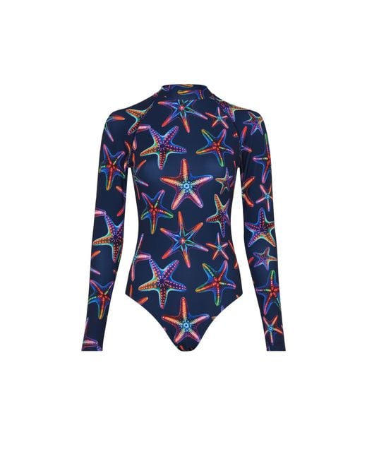 Vilebrequin Blue Uv Protection One-Piece Rashguard Disco Stars