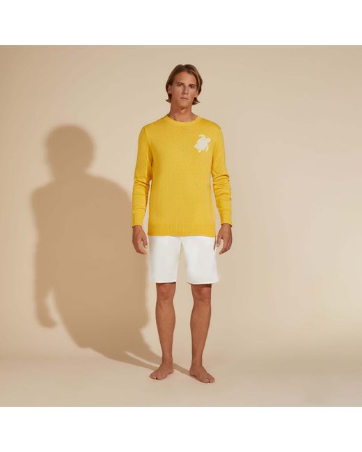 Vilebrequin Turtle Rundhalspullover Aus Baumwolle Und Kaschmir Für Herren in Yellow für Herren