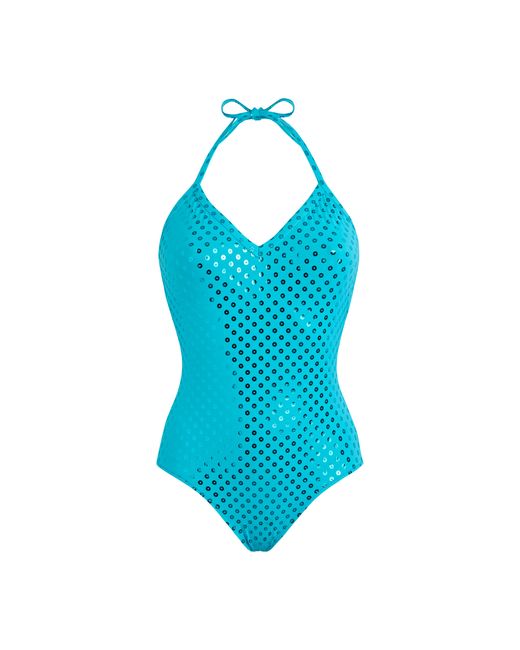 Vilebrequin Blue Halter One-Piece Swimsuit Relief Sparkling