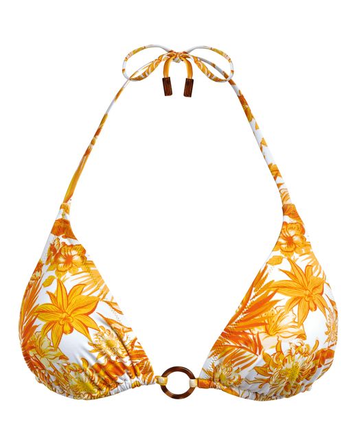 Vilebrequin Orange Triangle Bikini Top Tahiti Flowers