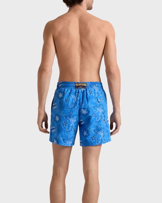 Vilebrequin Embroidered Swim Trunks Island Flowers - Limited Edition - Swimwear - Mistral - Blue - Size S for men