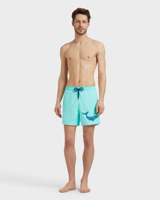 Vilebrequin Blue Swim Shorts Embroidered Whale for men