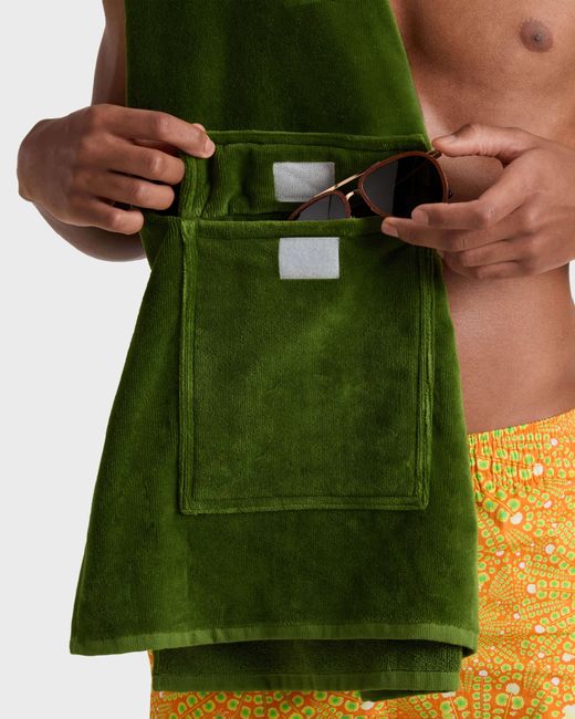 Vilebrequin Green Organic Cotton Beach Towel With Flap Pocket