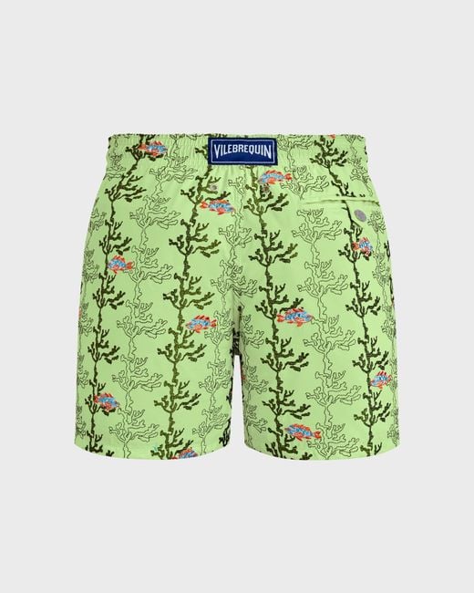 Vilebrequin Green Swim Shorts Embroidered Seaweed for men
