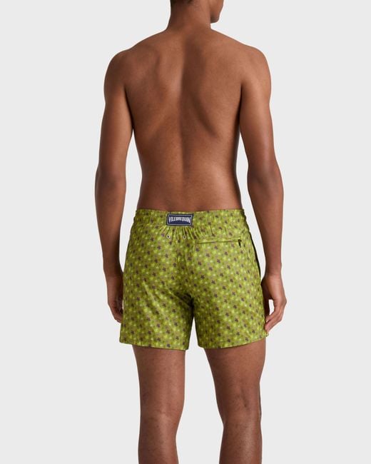 Vilebrequin Green Ultra-Light And Packable Swim Shorts Micro Ronde Des Tortues for men