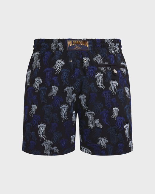 Vilebrequin Blue Embroidered Swim Shorts Jellyfish Dance for men