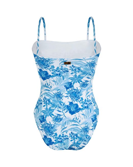 Vilebrequin Blue Bustier One-piece Swimsuit Tahiti Flowers