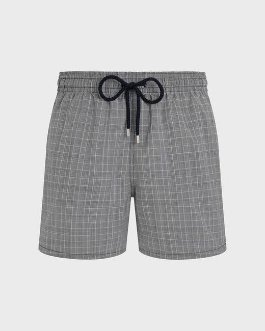 Vilebrequin Gray Ultrafine Wool Swim Shorts Prince Of Wales Check for men