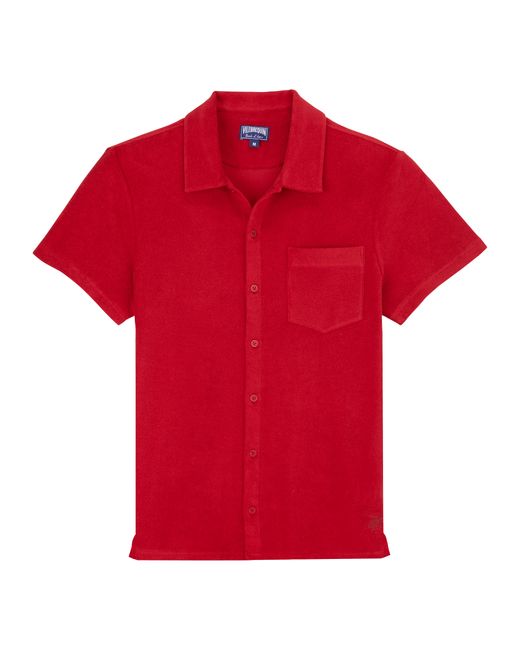 Vilebrequin Red Solid -bowling-hemd Aus Baumwolle