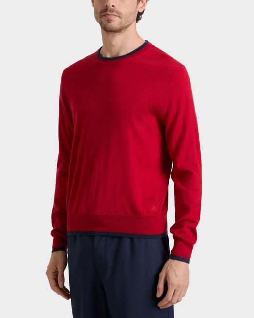 Vilebrequin Red Merino Wool Cashmere Silk Crewneck Sweater for men